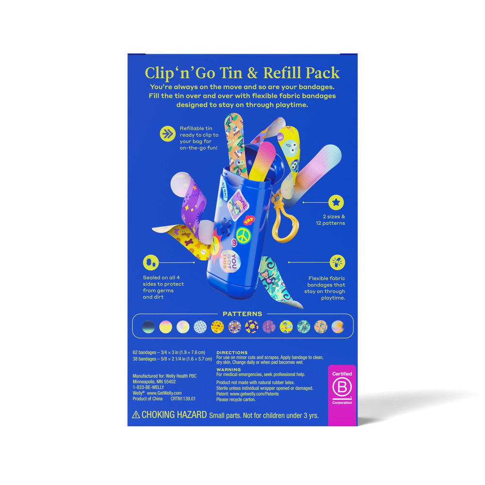 Welly varios envoltorios con patrones infantiles para fácil identificación