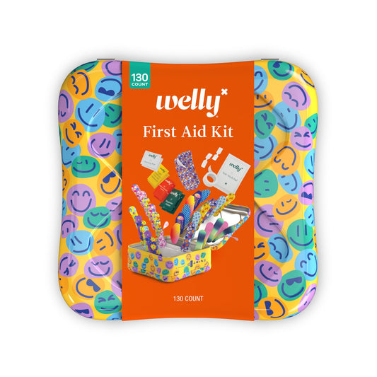 Welly lata del botiquín abierta mostrando organización y portabilidad