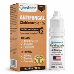 WELMATE tubo frontal mostrando la presentación de 10 mL y beneficios portátiles