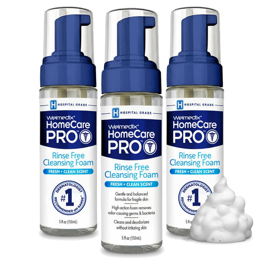 Welmedix envase frontal mostrando marca y beneficio higiene sin agua