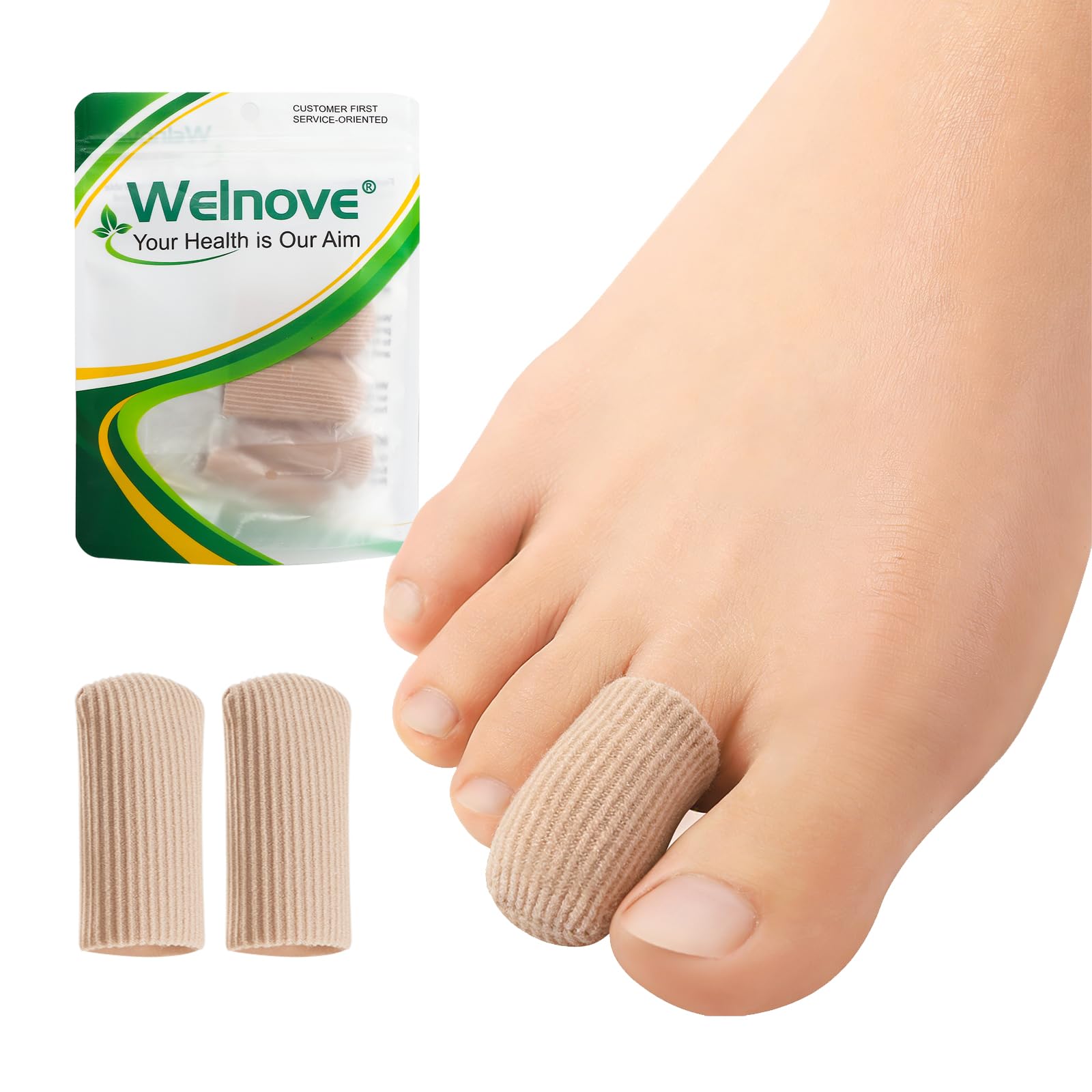 Welnove empaque frontal mostrando 10 fundas para protección y alivio