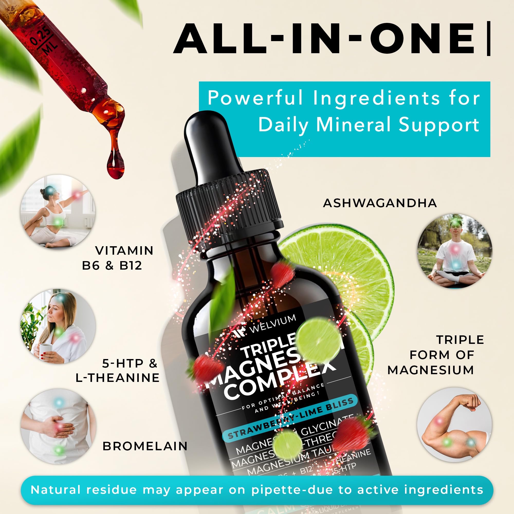 WELVIUM etiqueta con lista de ingredientes y beneficios claros
