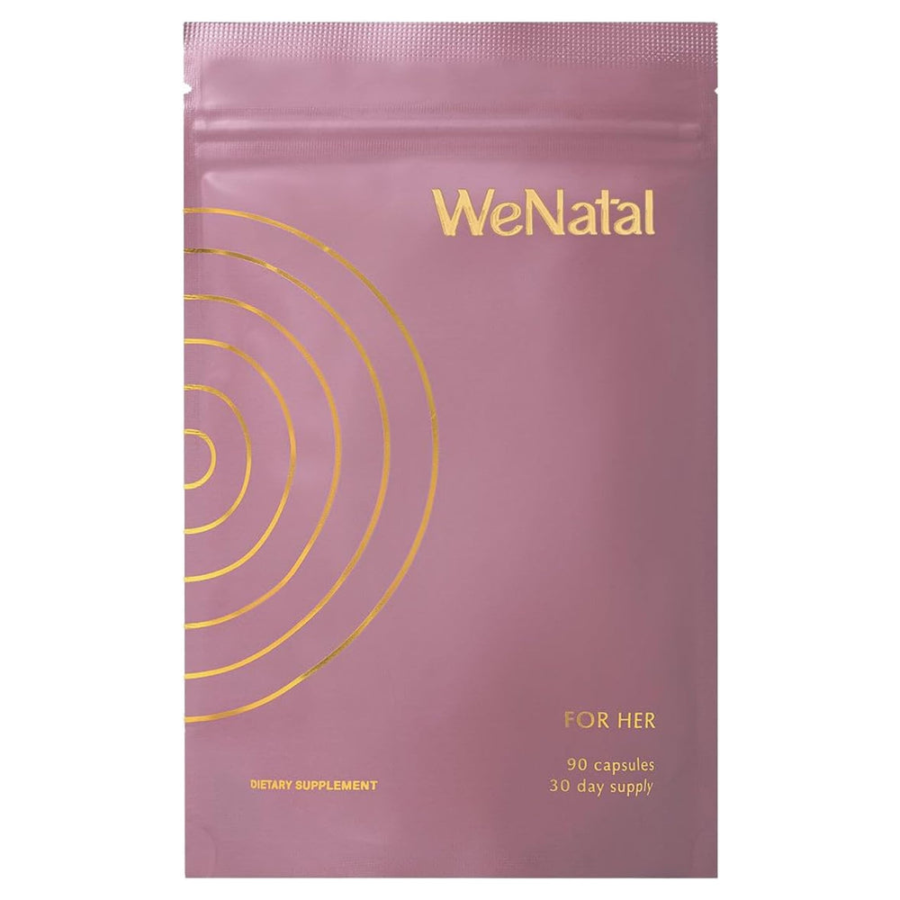 WeNatal pack frente mostrando bolsa y marca, claridad de fórmula principal