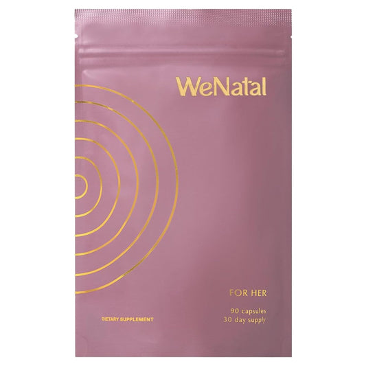 WeNatal pack frente mostrando bolsa y marca, claridad de fórmula principal