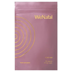 WeNatal pack frente mostrando bolsa y marca, claridad de fórmula principal