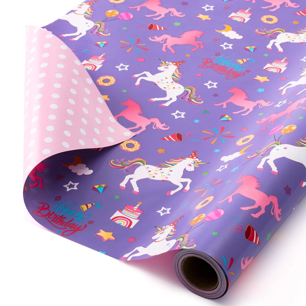 WERNNSAI detalle del patrón de unicornios y donuts para envolver con estilo