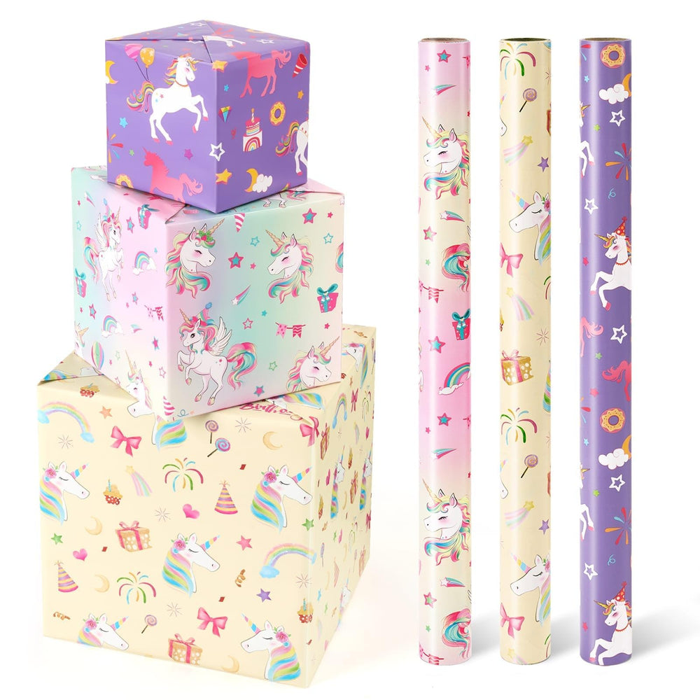 WERNNSAI rollo frontal mostrando diseño unicornio y colores vivos para envolver