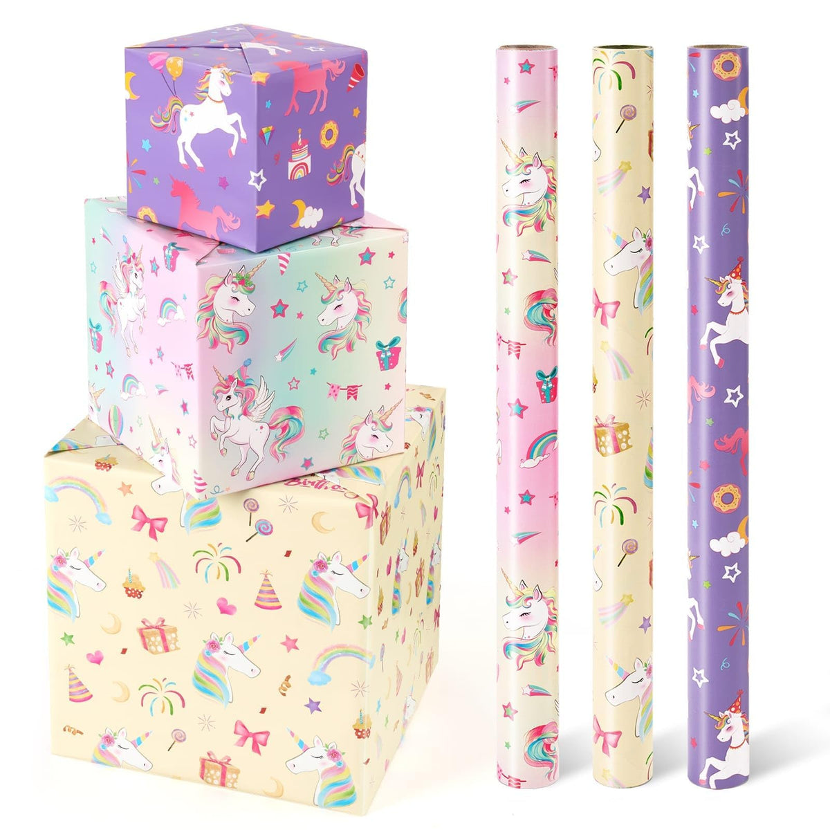 WERNNSAI rollo frontal mostrando diseño unicornio y colores vivos para envolver
