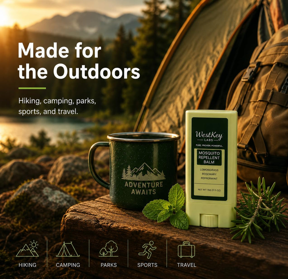 WestKey Labs uso en camping ilustrando protección al aire libre