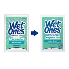 Wet Ones etiqueta de ingredientes con aloe, pepino y manzanilla beneficiosos