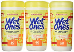 Wet Ones envase frontal con aspecto limpio y aroma Tropical Splash, práctico y portátil