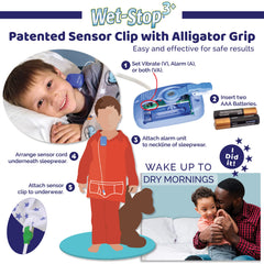 Wet-Stop en uso niño despierta con vibración y sonido efectivo