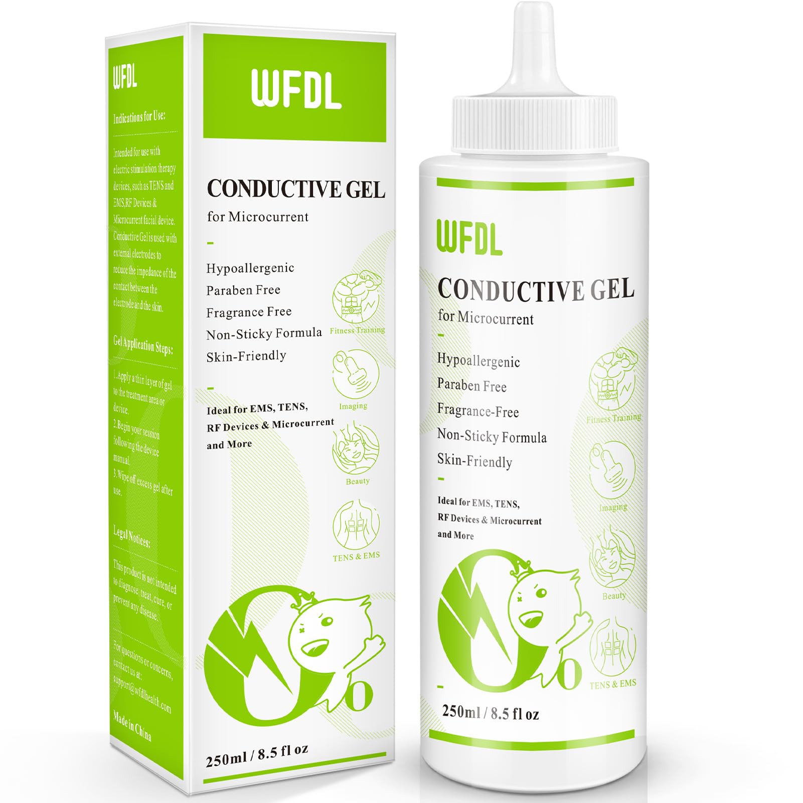 WFDL envase frontal mostrando etiqueta y beneficio de conductividad