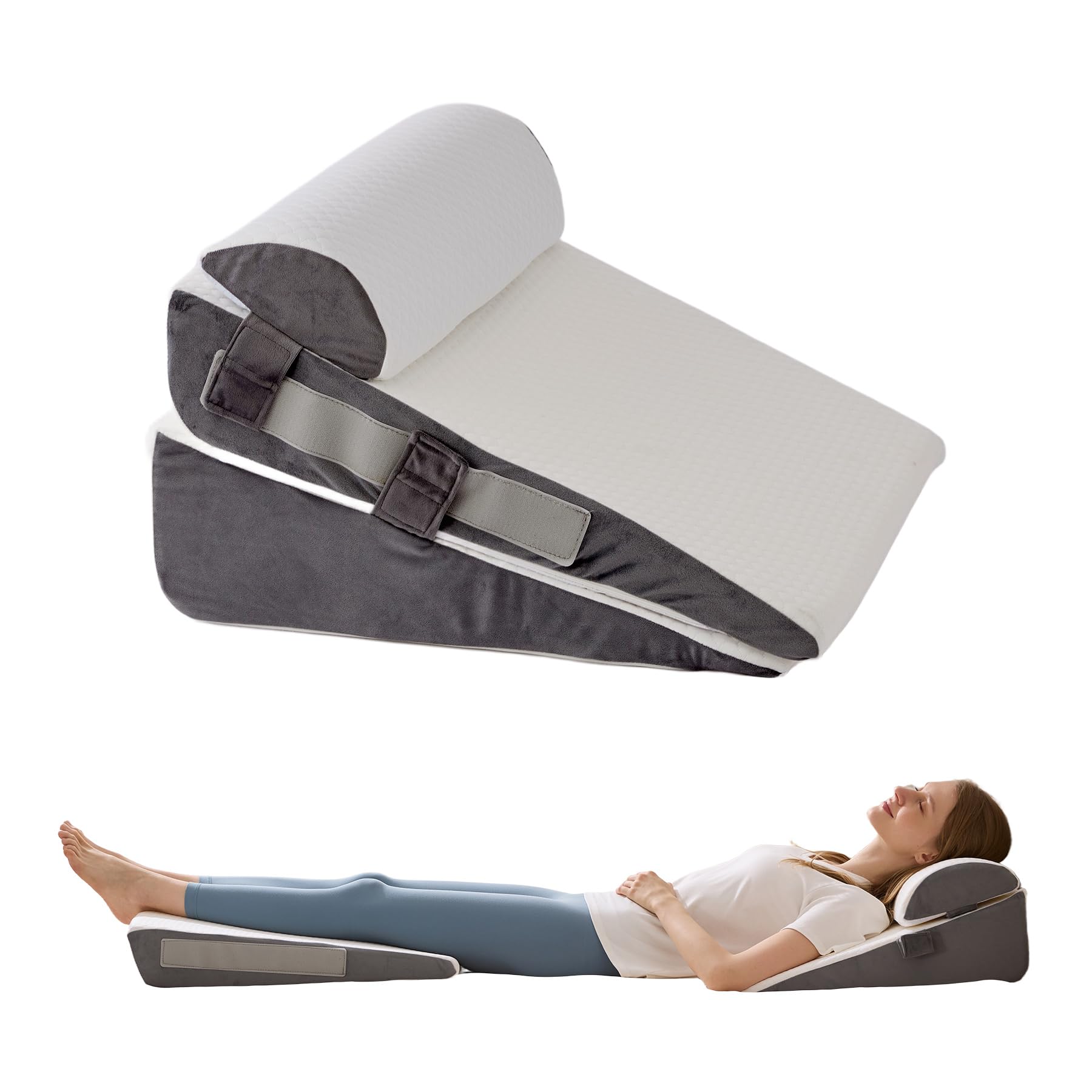 WGAKCED almohada cuña frontal mostrando empaque y beneficios ergonómicos