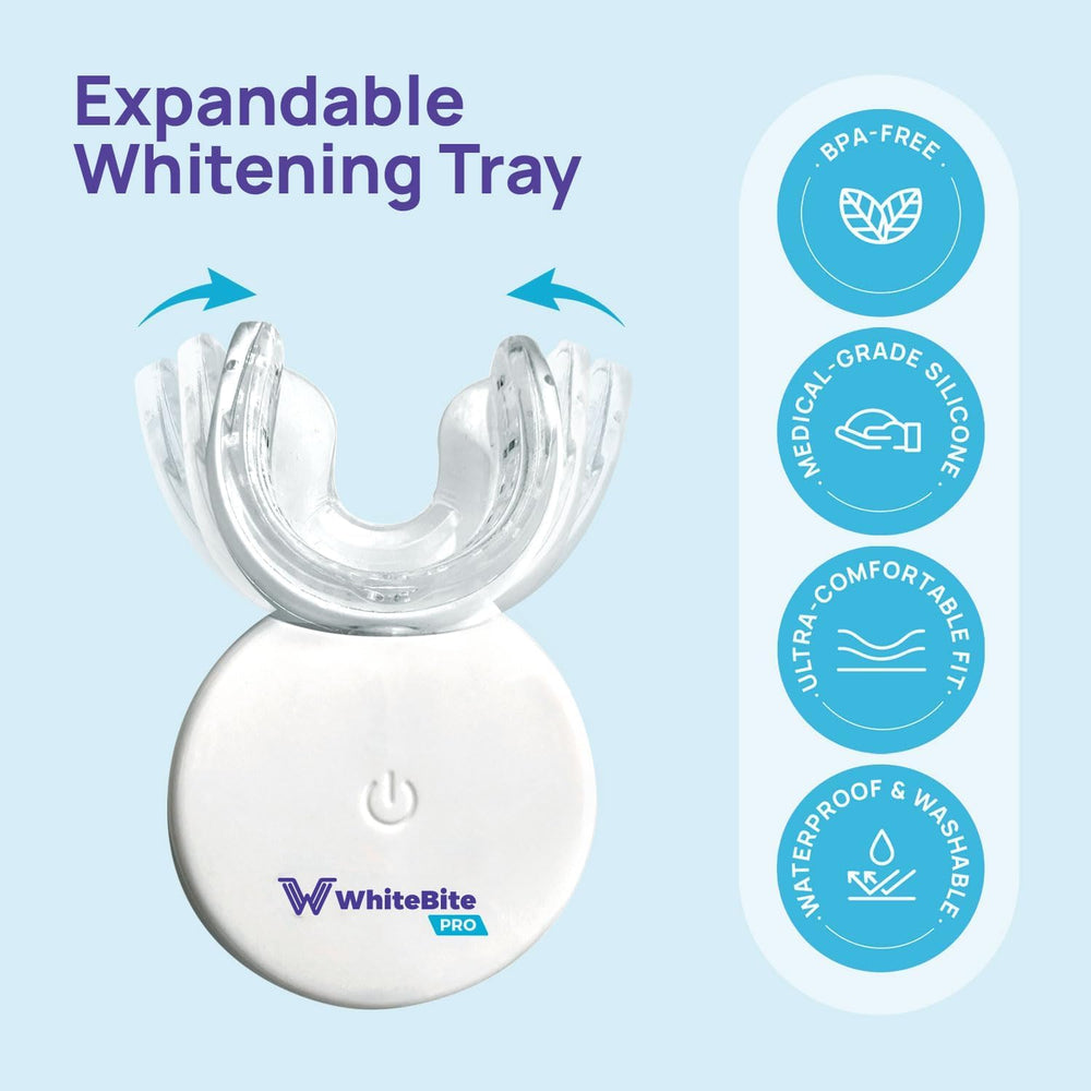 Whitebite Pro persona usando el kit en mano, tratamiento cómodo en casa