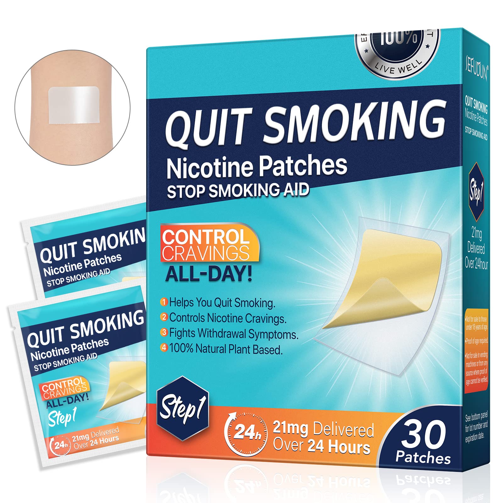 WHLH & WELL-BEING empaque frontal mostrando 30 parches, conveniencia diaria
