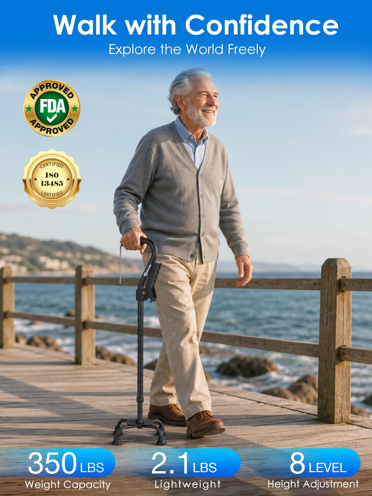 WHLICKS primer plano de la base de cuatro patas con puntas de goma para mejor tracción