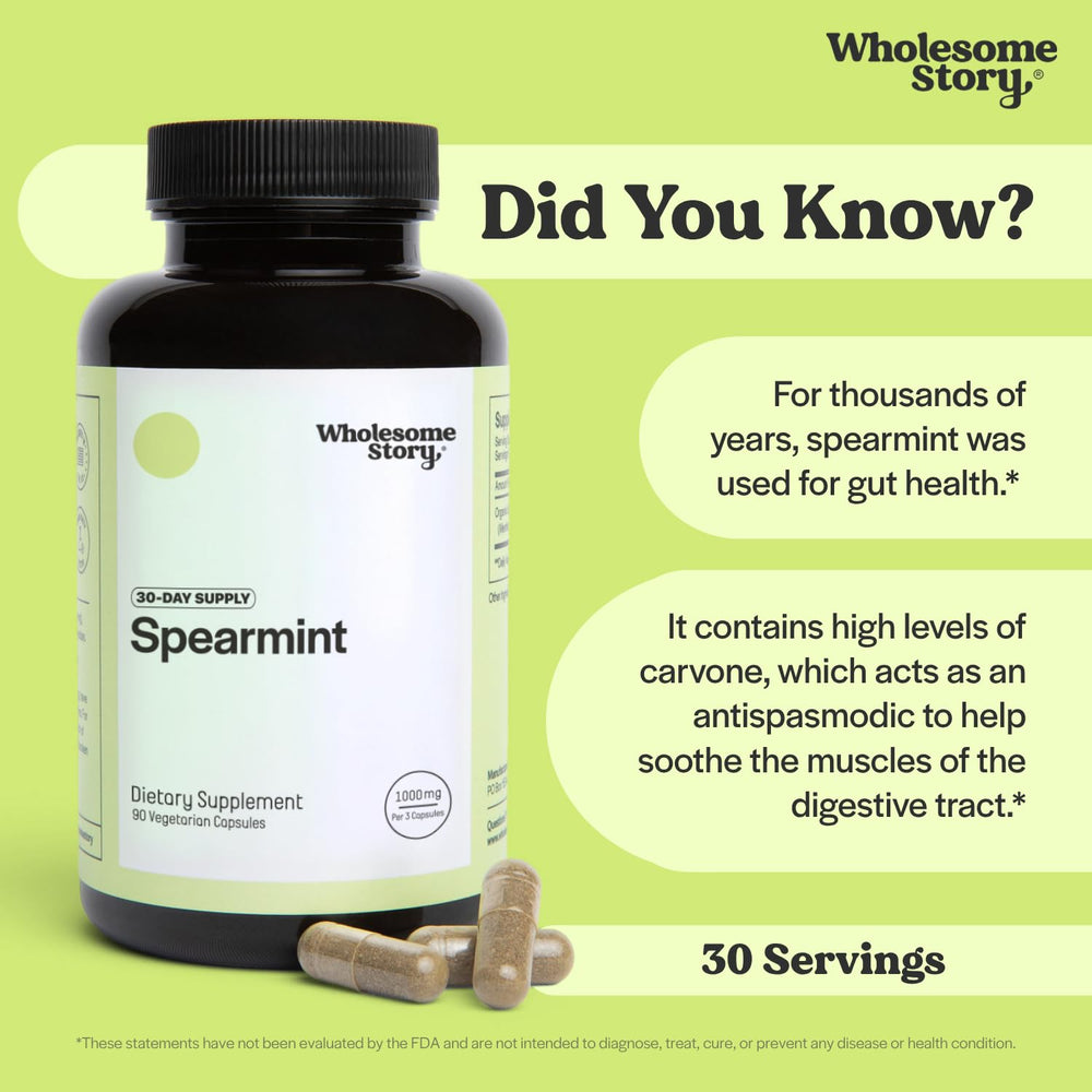 Textura de hoja de spearmint Mentha spicata asociada a Wholesome Story beneficio digestivo