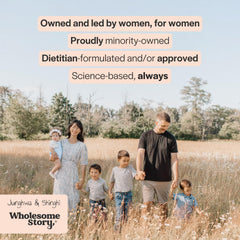 Wholesome Story vista lateral del packaging y diseño informativo
