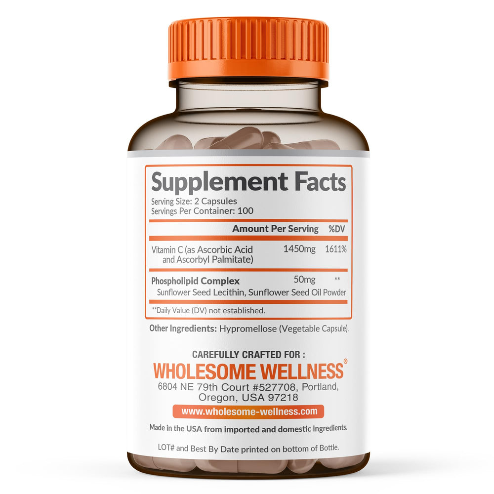 Wholesome Wellness etiqueta en detalle con información de dosis