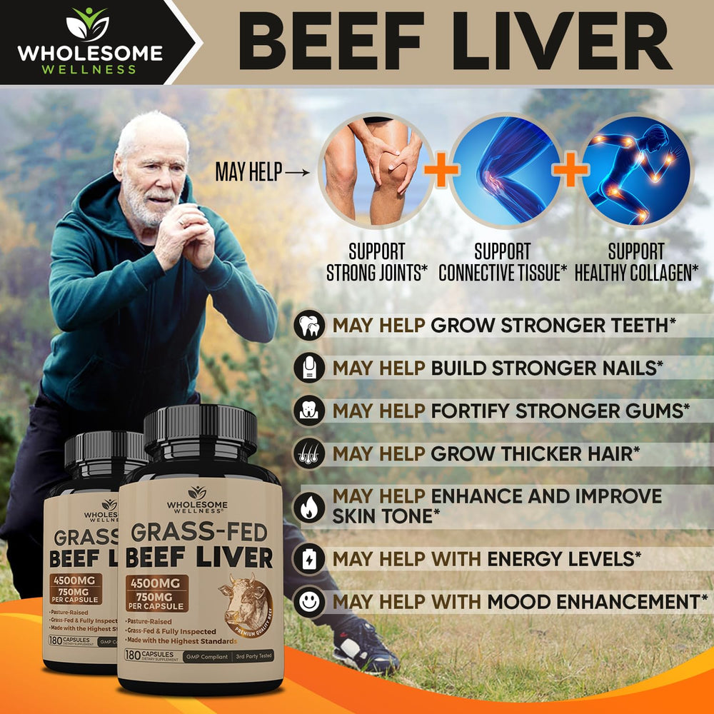 Wholesome Wellness etiqueta nutricional mostrando ingredientes y 750 mg por cápsula