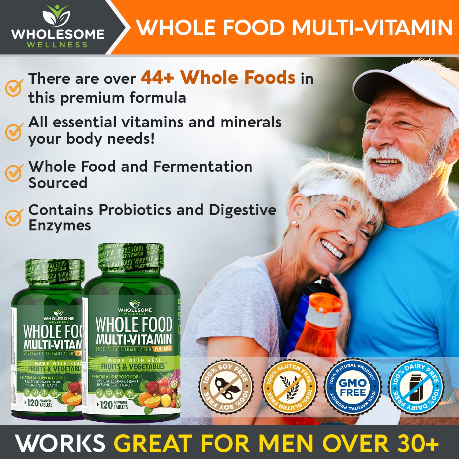 Wholesome Wellness etiqueta con lista de ingredientes naturales y sin aditivos