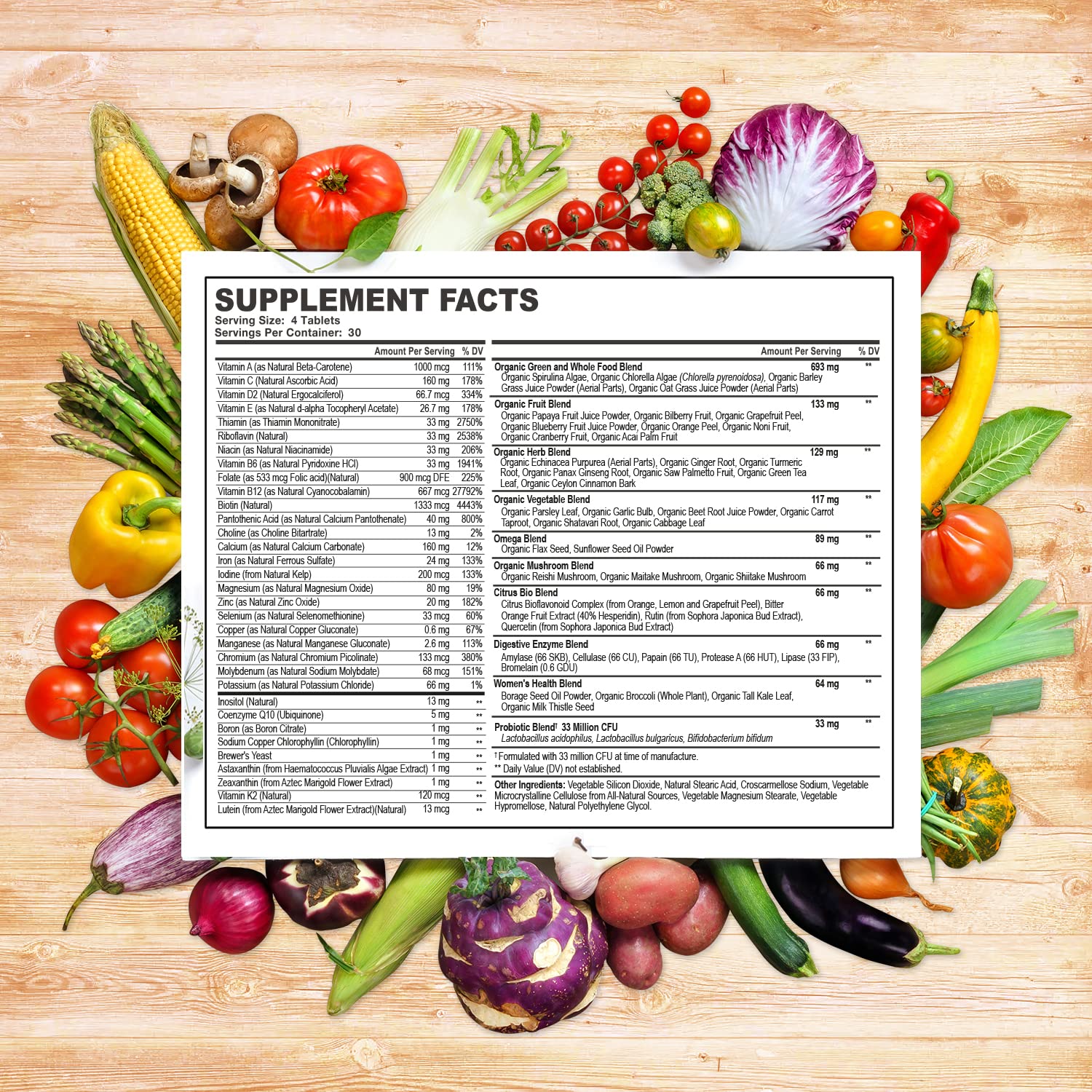 Detalle de una tableta Wholesome Wellness con textura compacta y fácil ingestión