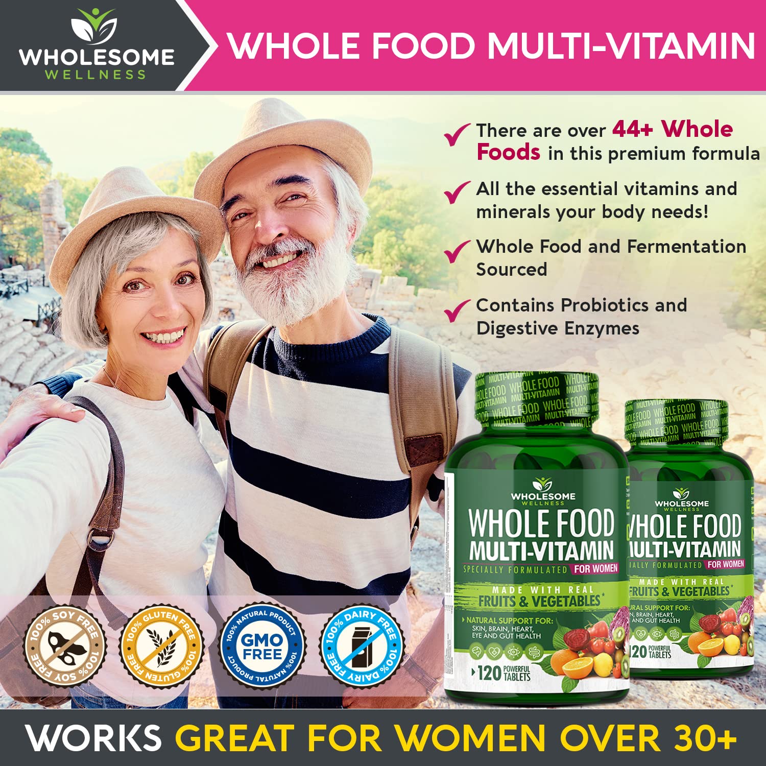 Varias tabletas Wholesome Wellness sobre un plato, preparación diaria práctica