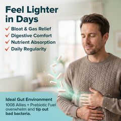 Wholesome Wellness persona tomando cápsula como parte de su rutina matutina saludable