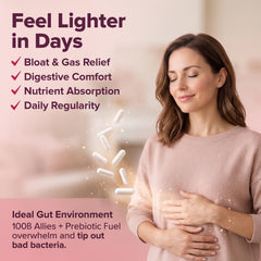 Wholesome Wellness mujer tomando suplemento como parte de su rutina diaria