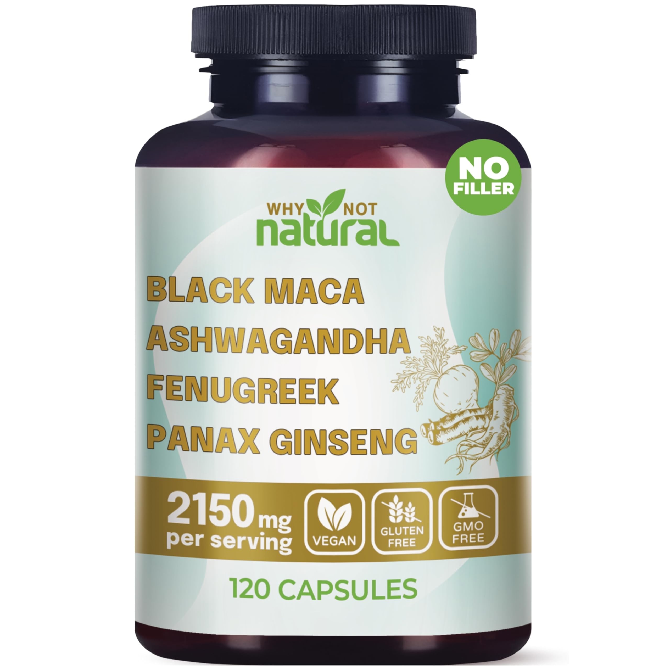 Why Not Natural frente del envase mostrando la mezcla 4‑en‑1 y beneficios