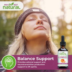 Why Not Natural etiqueta nutricional en close-up mostrando formas bioactivas de vitaminas B