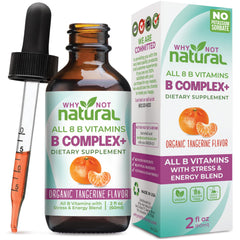 Why Not Natural envase frontal del Vitamin B Complex mostrando diseño y beneficio de absorción rápida