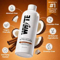 Whyte etiqueta con lista de ingredientes orgánicos y aceites esenciales