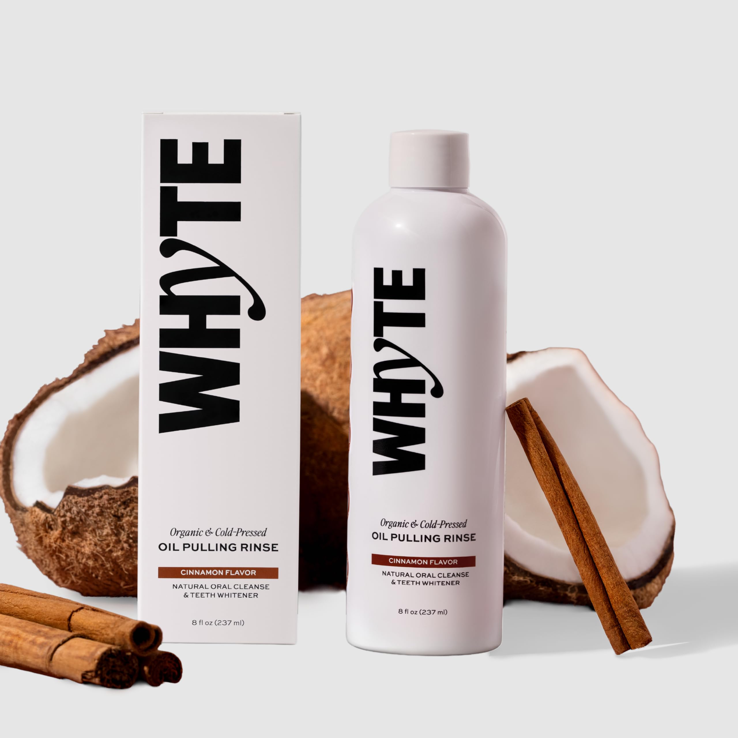 Whyte frente del envase mostrando el diseño y beneficios para aliento fresco