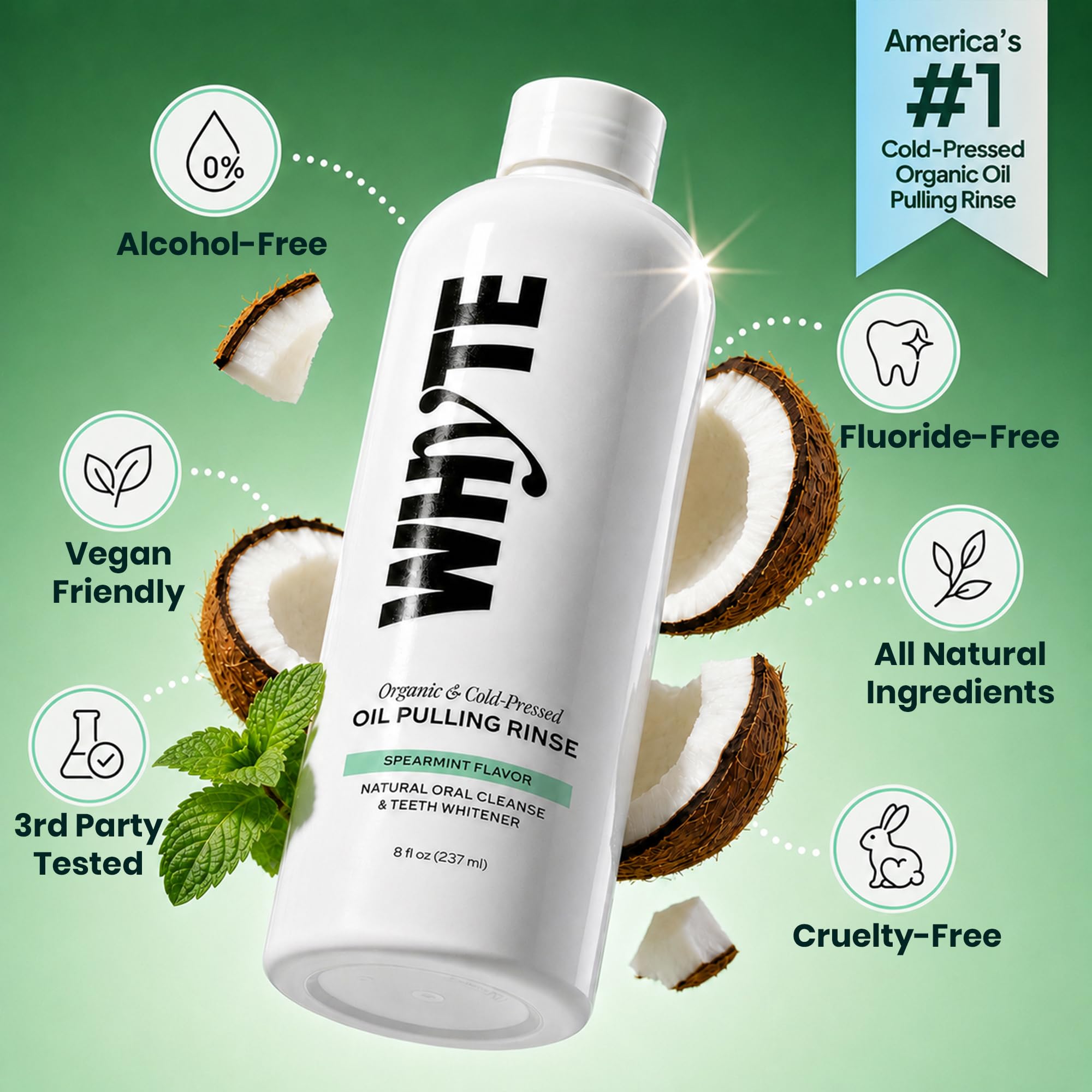 Whyte textura cremosa del aceite de coco que facilita la limpieza