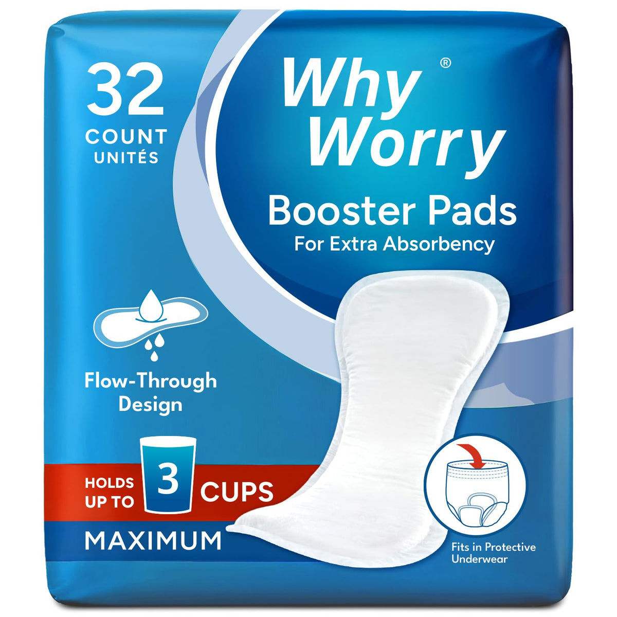 WhyWorry paquete frontal que muestra 32 unidades para mayor protección