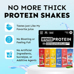 WICKED Protein bebida preparada en vaso con hielo, beneficio refrescante post-entreno