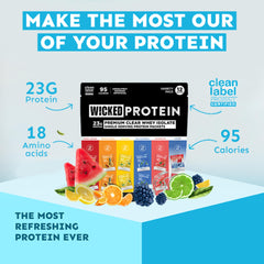 WICKED Protein detalle polvo en mano, beneficio textura fina y fácil disolución