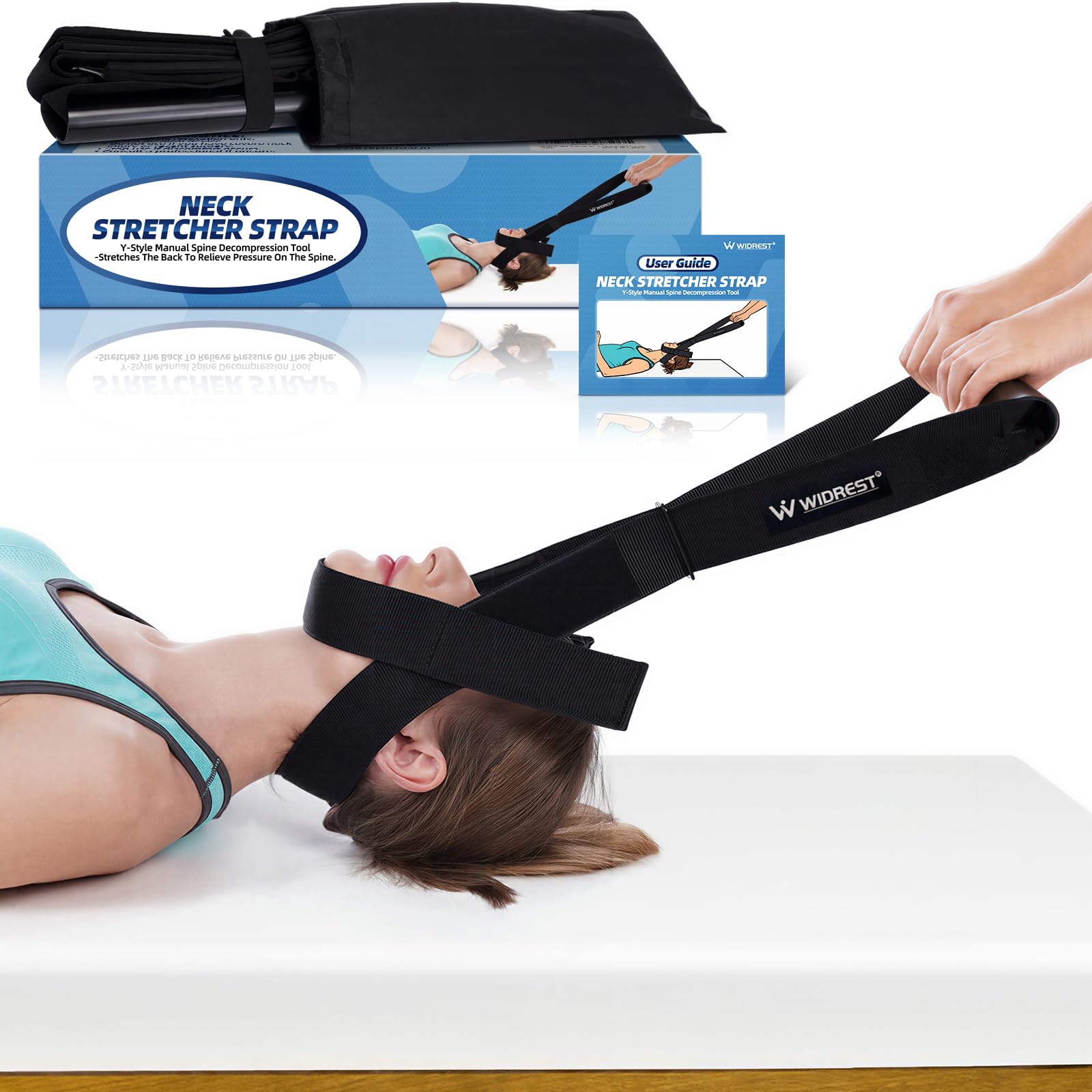 WIDREST tirante cervical frontal mostrando ajuste y postura mejorada