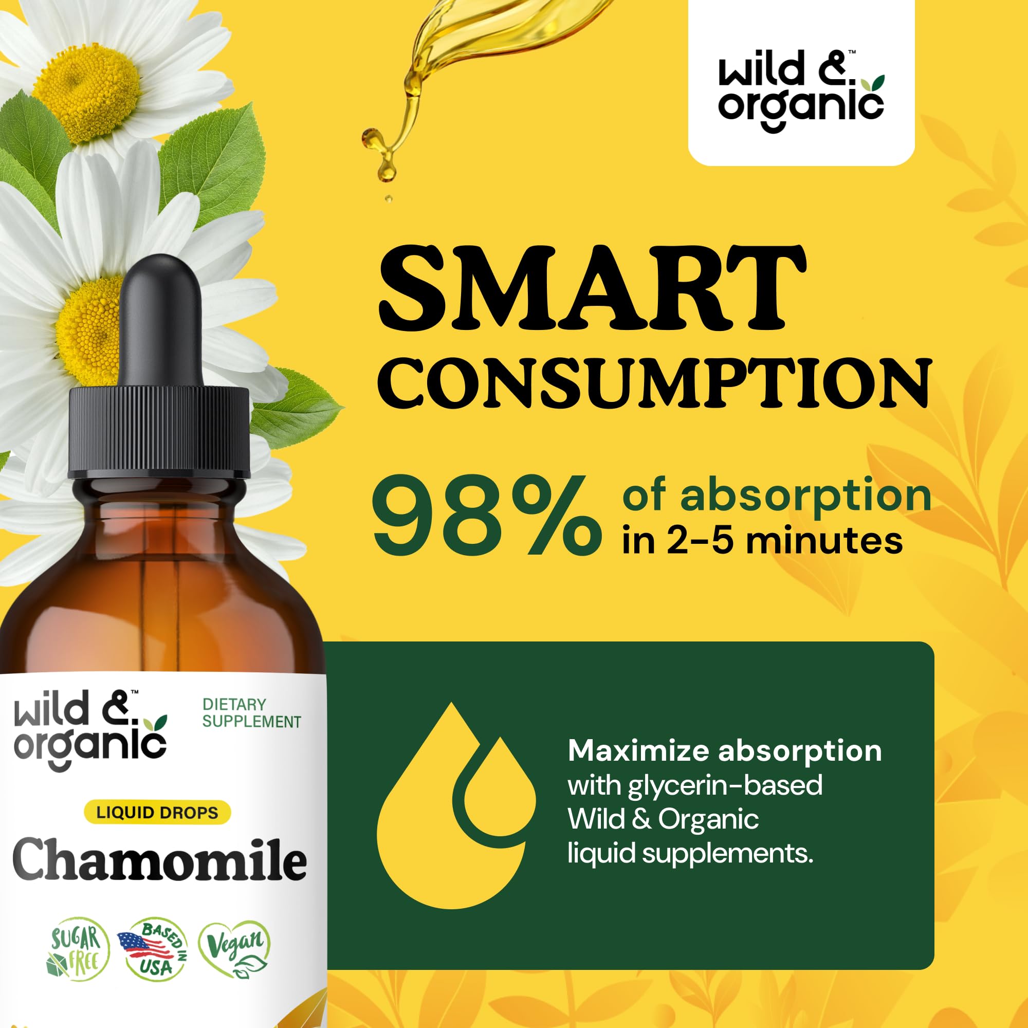Wild & Organic cuentagotas dispensando gotas con control preciso de dosis