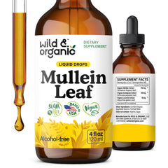 Wild & Organic frasco frontal que muestra la etiqueta y las instrucciones de uso, fácil identificación