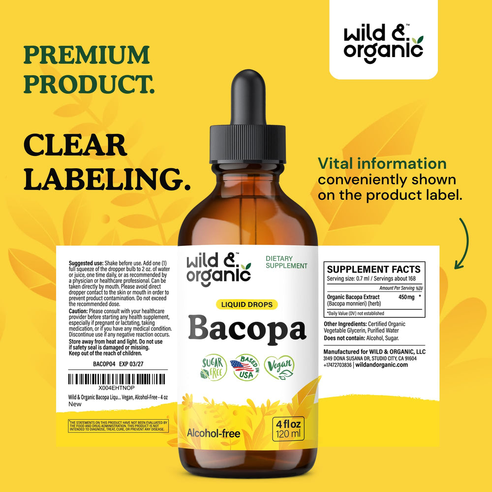 Wild & Organic botella en escritorio para apoyo de enfoque durante trabajo