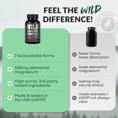 Wild Foods botella abierta con cápsulas visibles para control de dosis diaria