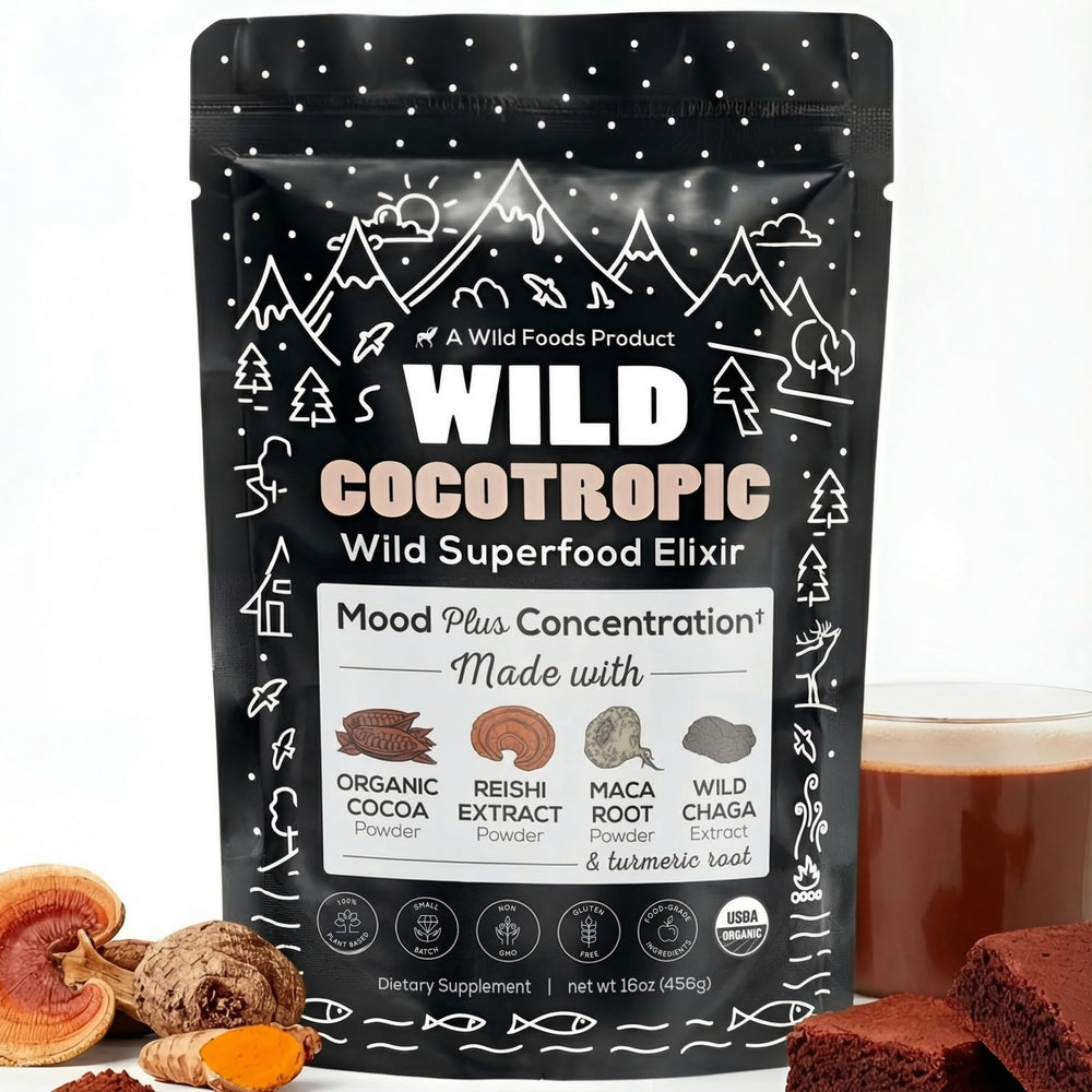 Wild Foods envase frontal Cocotropic mostrando sello orgánico y diseño