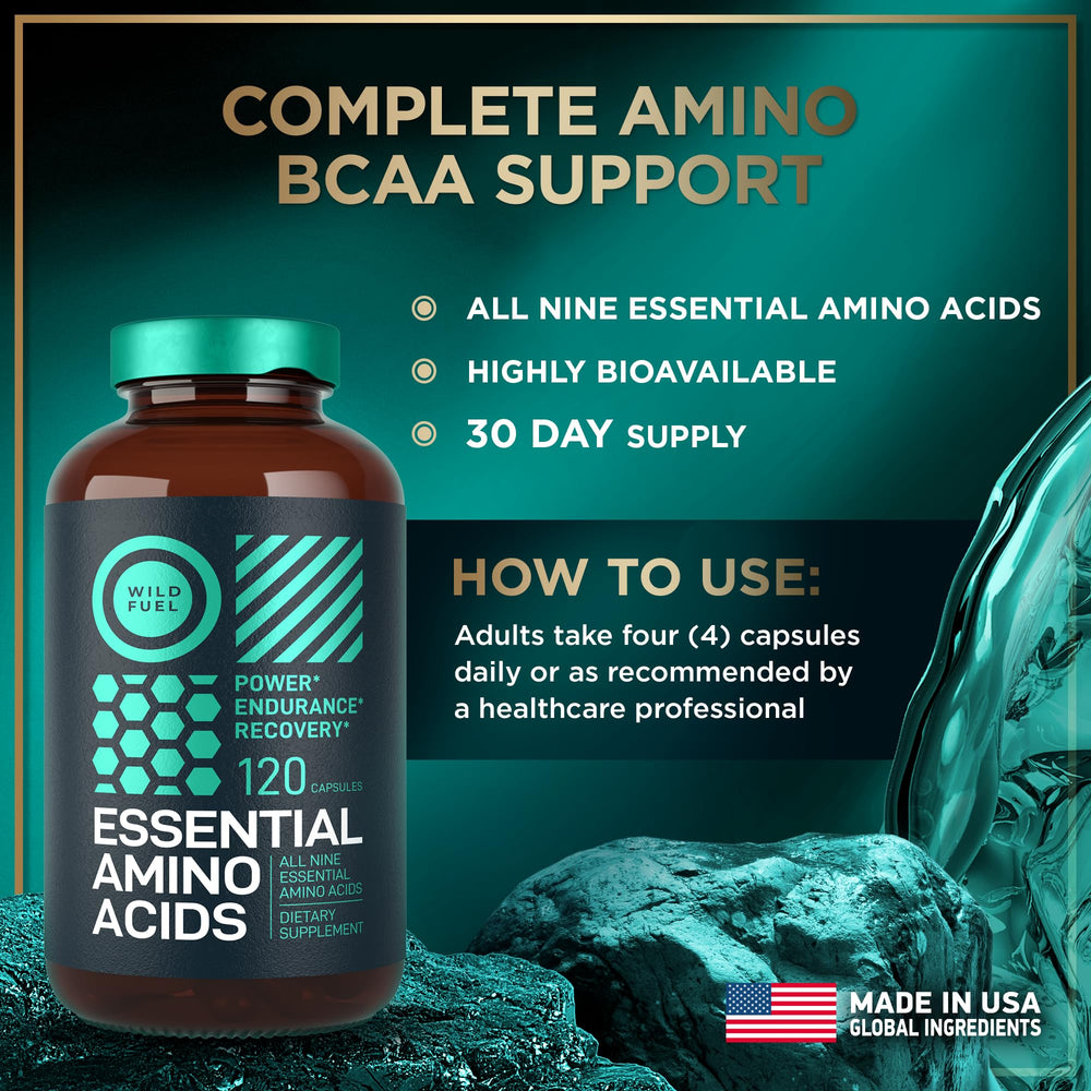 WILD FUEL diagrama de fórmula BCAA y EAAs para comprensión del aporte
