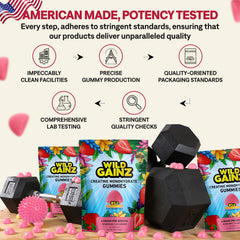 WILD GAINZ sello vegano y sin GMO destacando compatibilidad dietética