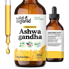 Wild & Organic botella frontal mostrando 4 oz y beneficio de calma