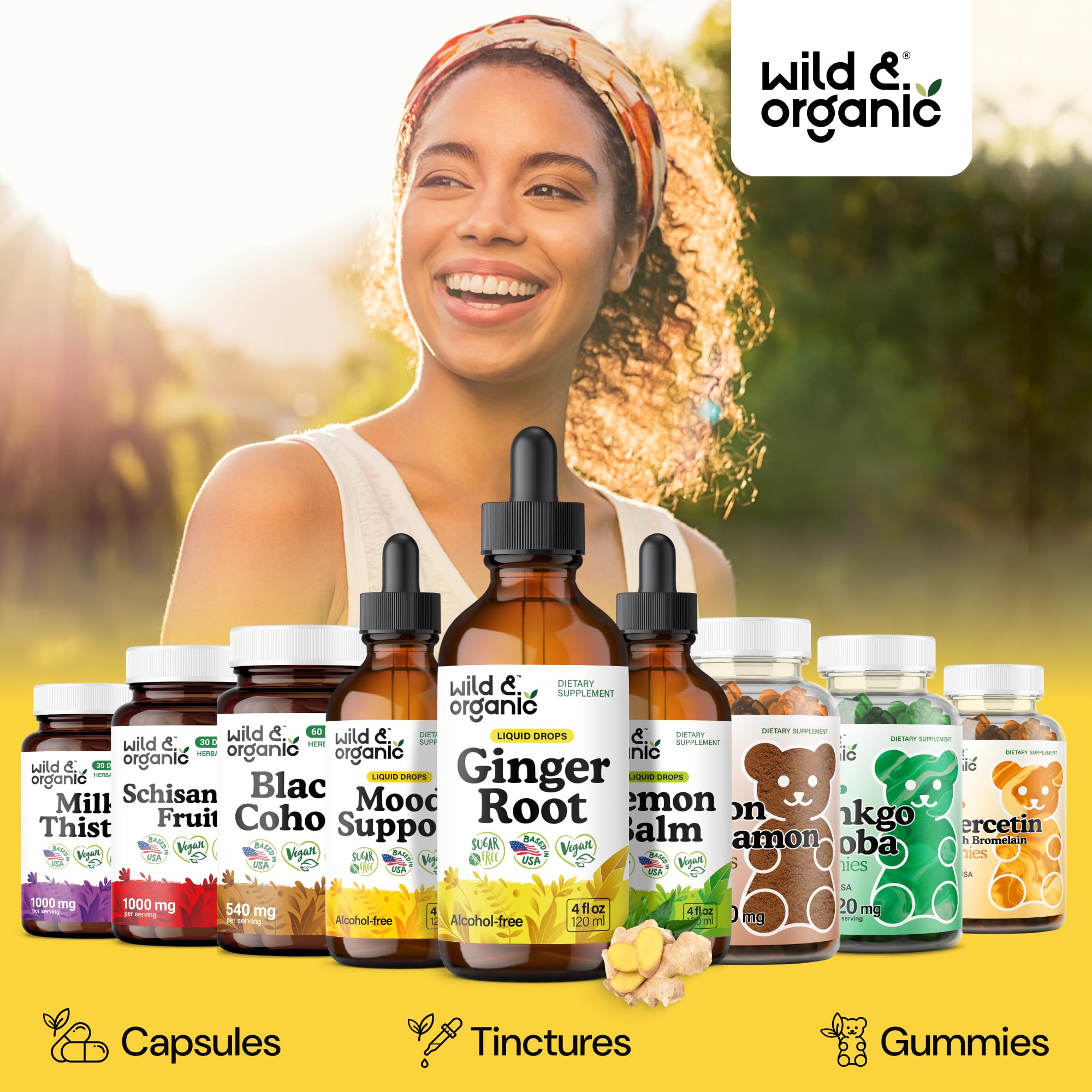 Wild & Organic frasco en mano para comparar escala y volumen