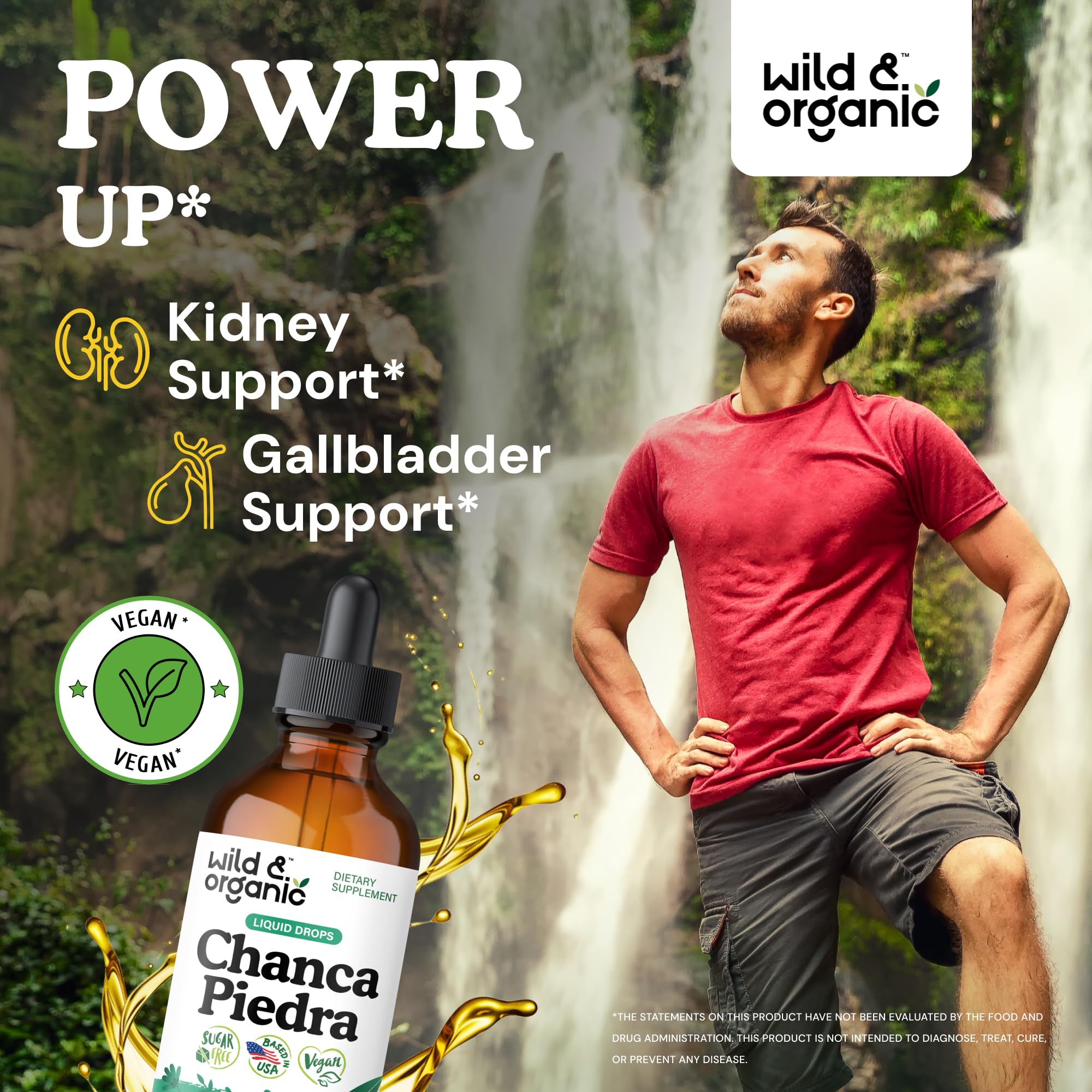 Wild & Organic etiqueta legible con ingredientes y beneficio de apoyo renal